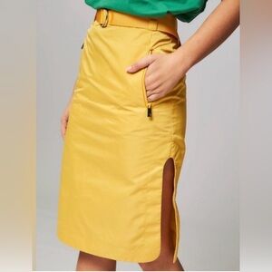 Remain Birger Christensen moi pencil skirt yellow gold belt slits pockets size 2